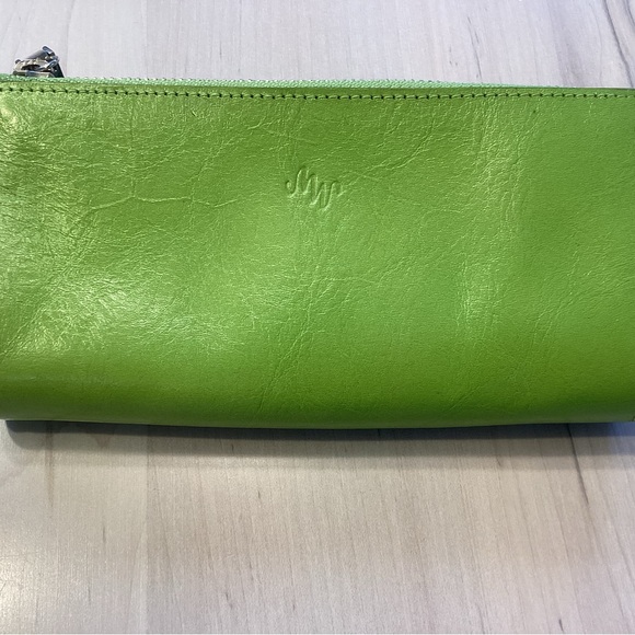 Monsac leather eyeglass case in lime green EUC - Picture 2 of 6
